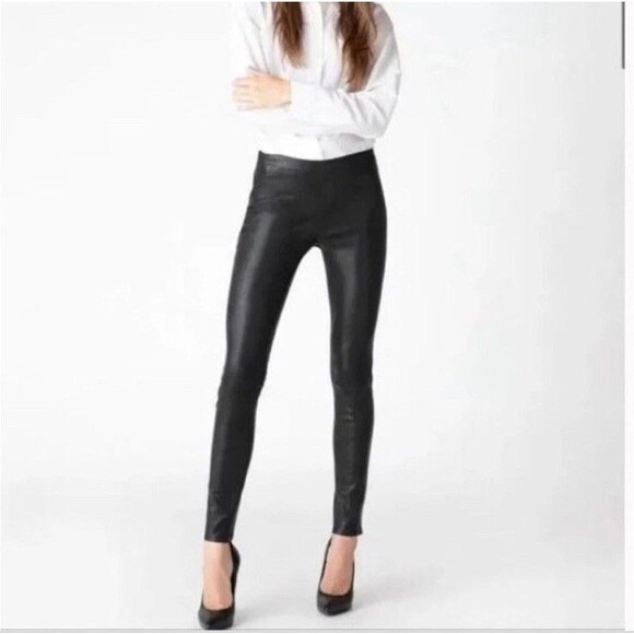 J Brand - Edita Lamb Leather Style L8007 Stretch Waist Leggings Size Small - Picture 1 of 16